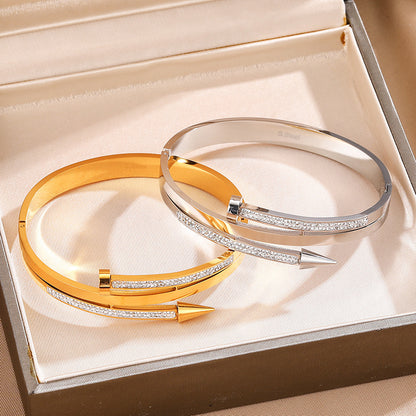 Stainless Steel Nail Rhinestone Bracelet - Shuntia Symonette