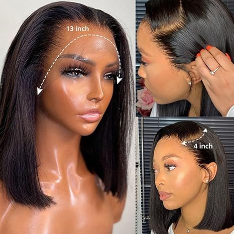 Tiffany Cashmere 13x4 Lace Front Human Hair Bob Wig Straight Natural Color Wig With 150 Percent Density - Shuntia Symonette