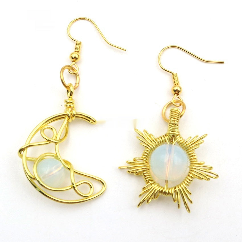 Asymmetric Sun Moon Earrings - Shuntia Symonette
