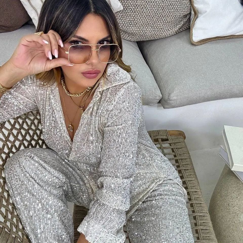 Luxe Sequin Trousers Suit - Shuntia Symonette