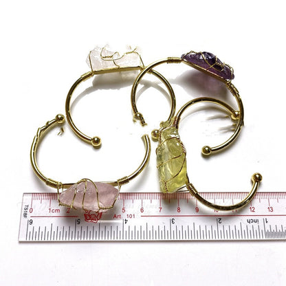 Explosive Natural Crystal Rough Stone Gold Winding Unshaped Bracelet Jewelry Crystal Bracelet - Shuntia Symonette