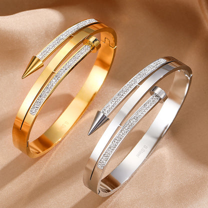 Stainless Steel Nail Rhinestone Bracelet - Shuntia Symonette