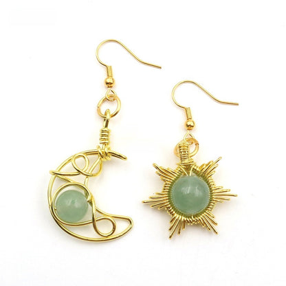 Asymmetric Sun Moon Earrings - Shuntia Symonette