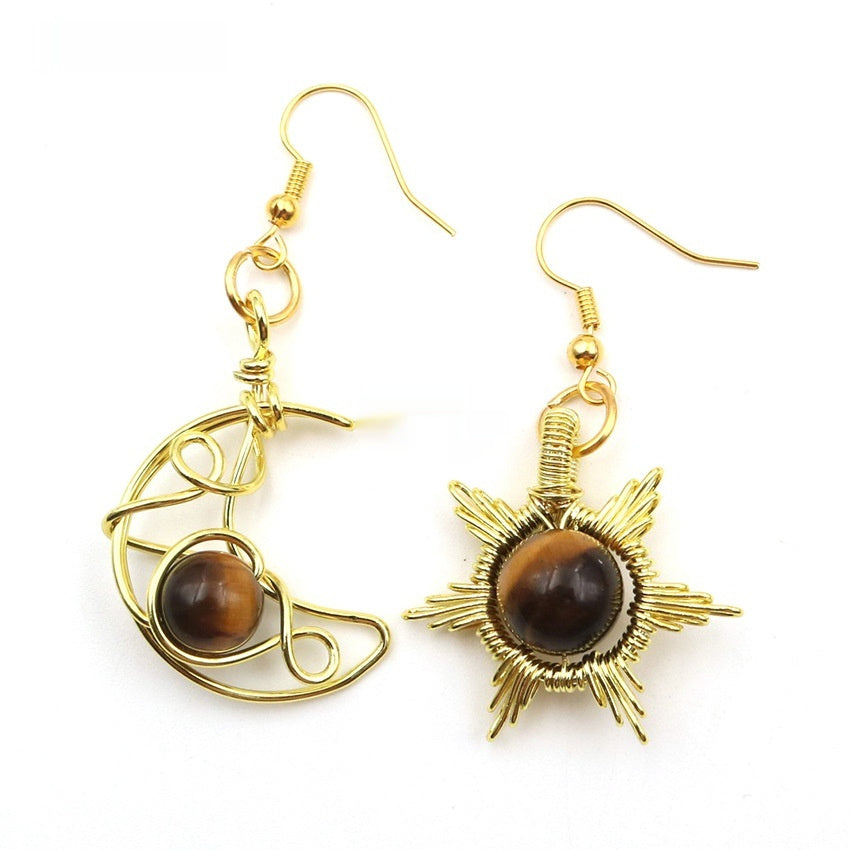 Asymmetric Sun Moon Earrings - Shuntia Symonette