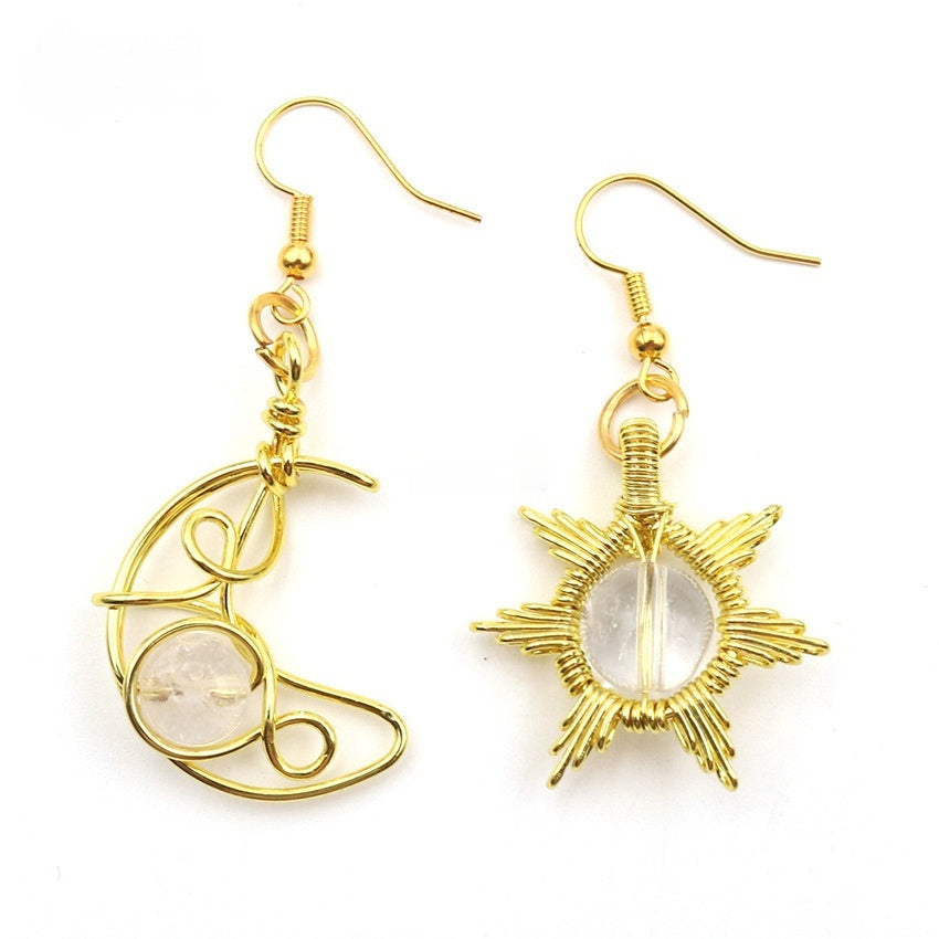 Asymmetric Sun Moon Earrings - Shuntia Symonette