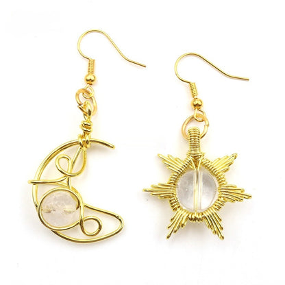Asymmetric Sun Moon Earrings - Shuntia Symonette