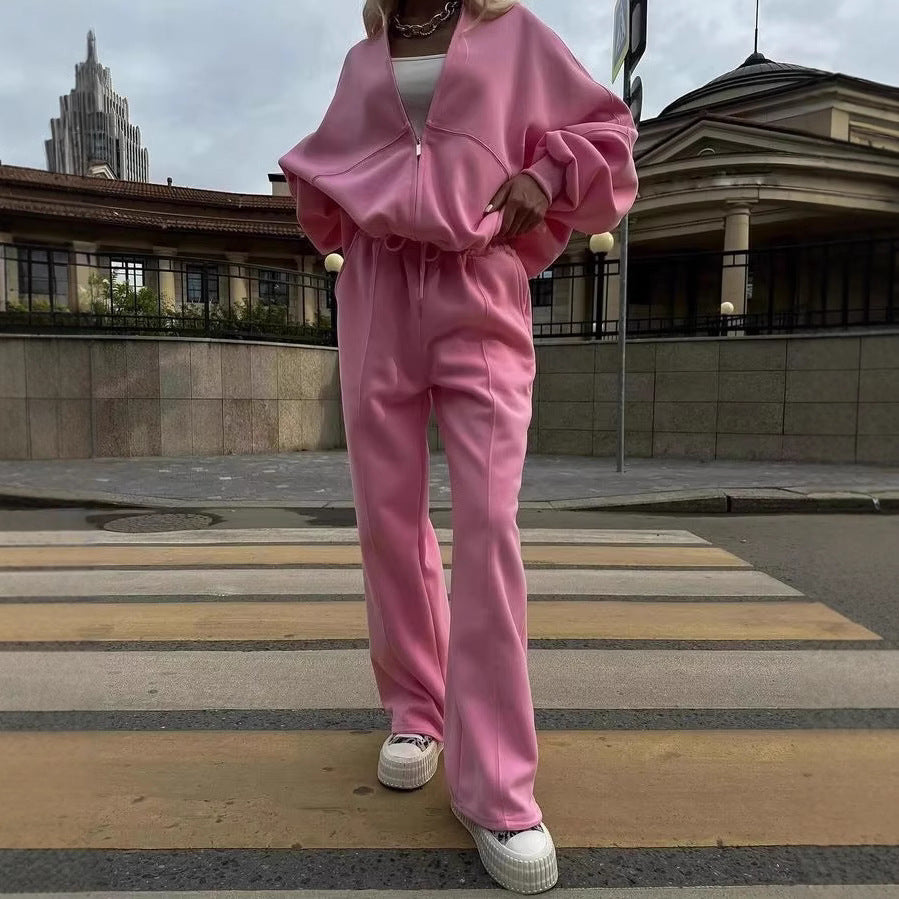 Fall Women's Clothing Zipper Casual Sweater Two piece Set - Shuntia Symonette