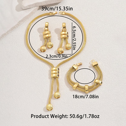 Women's Jewelry Set 18K Electroplated Necklace Geometric Bracelet - Shuntia Symonette