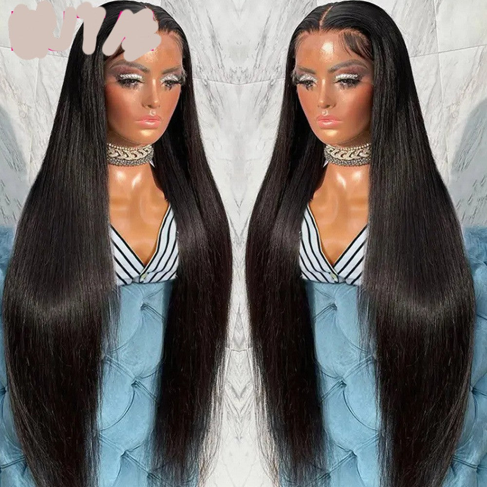 Cashmere Jasmine Human Hair Lace Wig Set Straight Hair Black Medium Length - Shuntia Symonette
