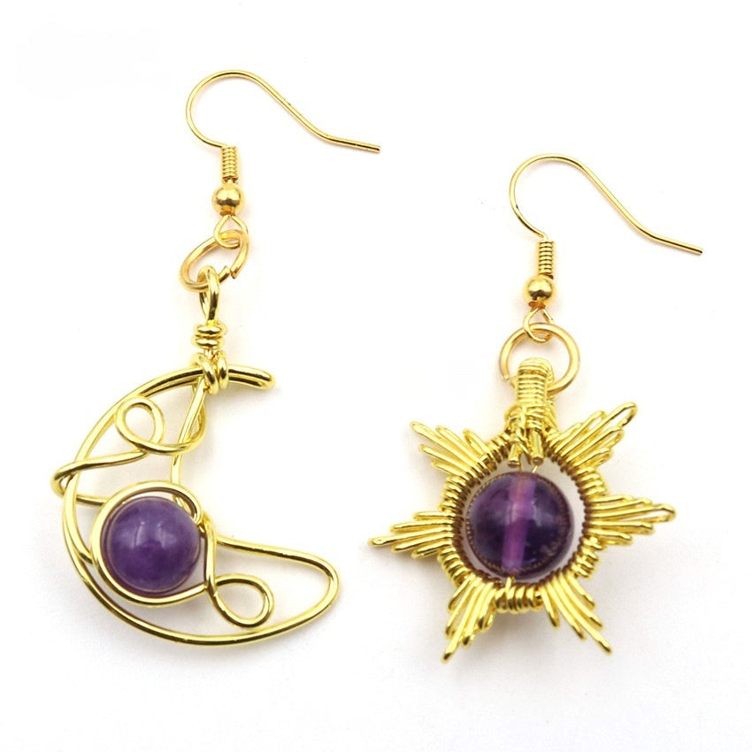 Asymmetric Sun Moon Earrings - Shuntia Symonette