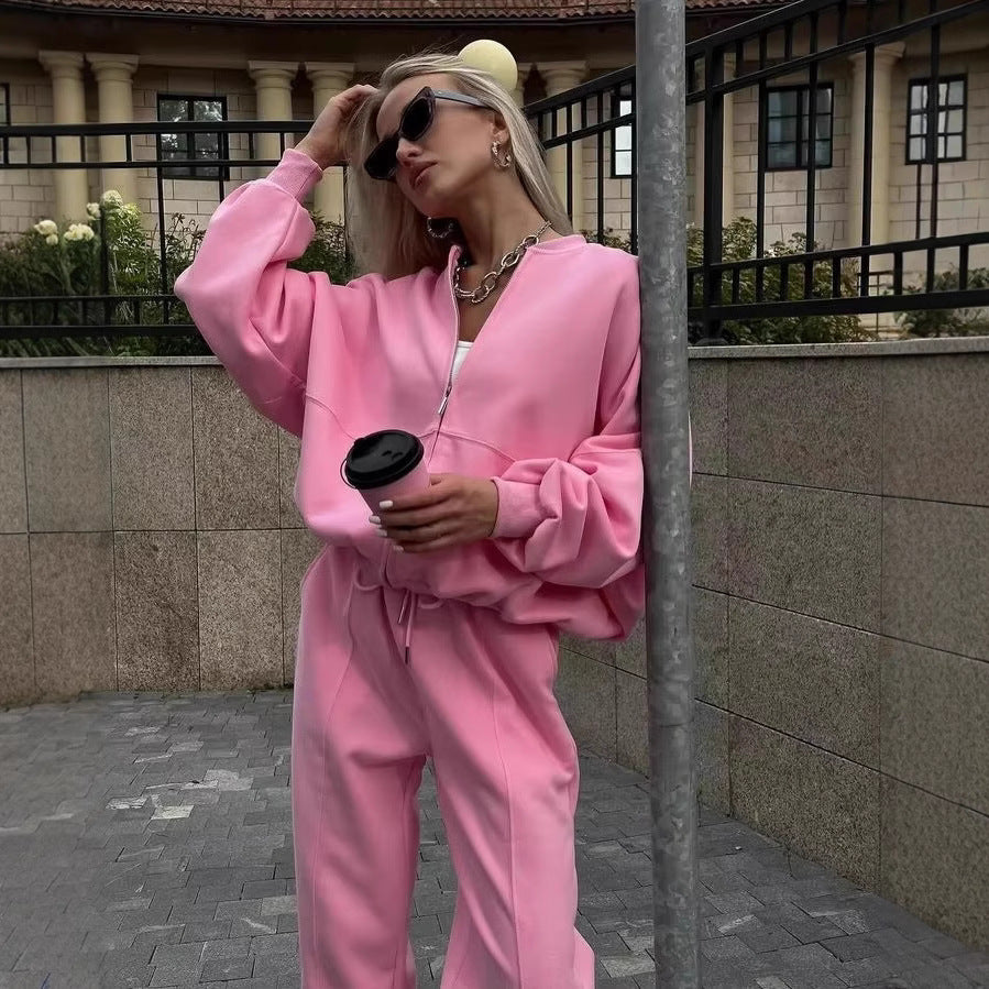 Fall Women's Clothing Zipper Casual Sweater Two piece Set - Shuntia Symonette