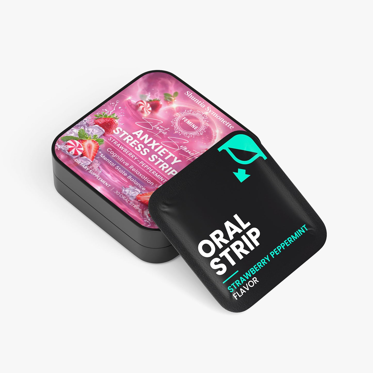 Fast dissolve anxiety stress relief oral strips for calm support and relaxation wellness supplement