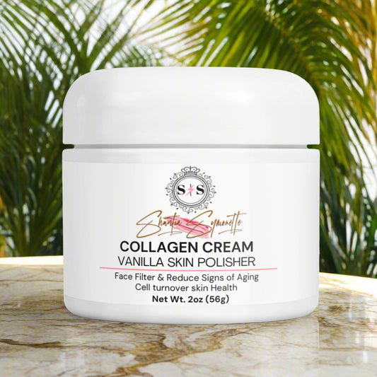 Collagen Cream White Jar for Vanilla skin cosmetics skincare by Shuntia Symonette