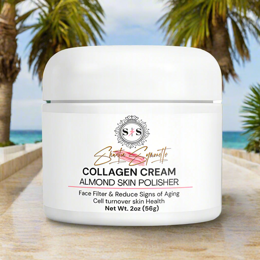 White jar of collagen cream 