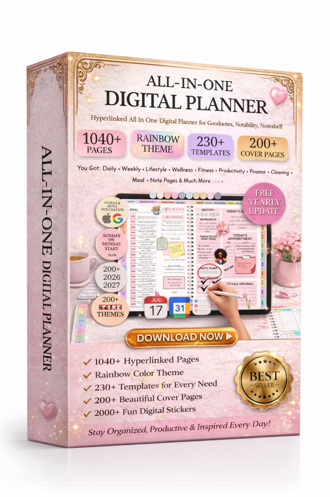 All-in-one digital planner for Iphone and Android phones packaging with colorful design and text on a white background Digital Journal Blueprint Daily Weekly Monthly Planner for Organization Reflection Goal Planning Instant Download - FEMINE DIGITAL Download Ebook Course School Education Buy on Google Amazon Etsy Tik Tok Shop Instagram Facebook Social Media Ai  Shein Temu Walmart Ebay Fenty Sephora Skims Nike Adidas Youtube Twitch Money Trending Viral Shopify Pinetrest Shopping Book By Shuntia Symonette