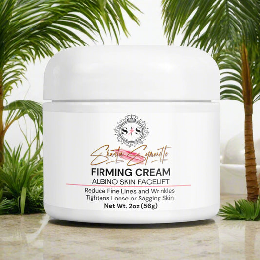Firming cream jar for Albino skin cosmetics skincare by shuntia symonette