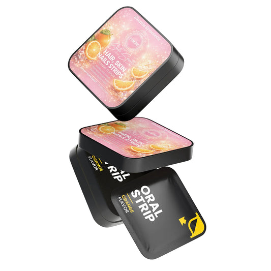 Fast dissolve hair skin and nails oral strips for beauty support and daily wellness supplement