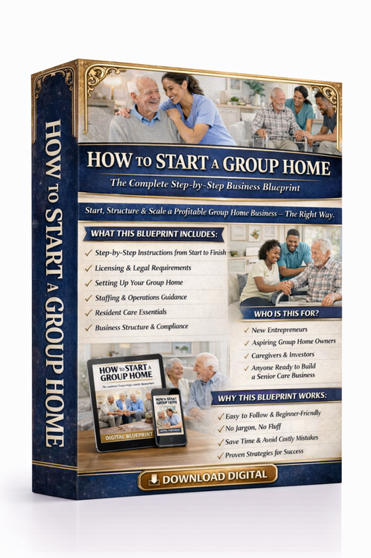 Book or guide titled 'How to Start a Group Home' on a white background Download Ebook Course School Education Buy on Google Amazon Etsy Tik Tok Shop Instagram Facebook Social Media Ai  Shein Temu Walmart Ebay Fenty Sephora Skims Nike Adidas Youtube Twitch Money Trending Viral Shopify Pinetrest Shopping Book By Shuntia Symonette
