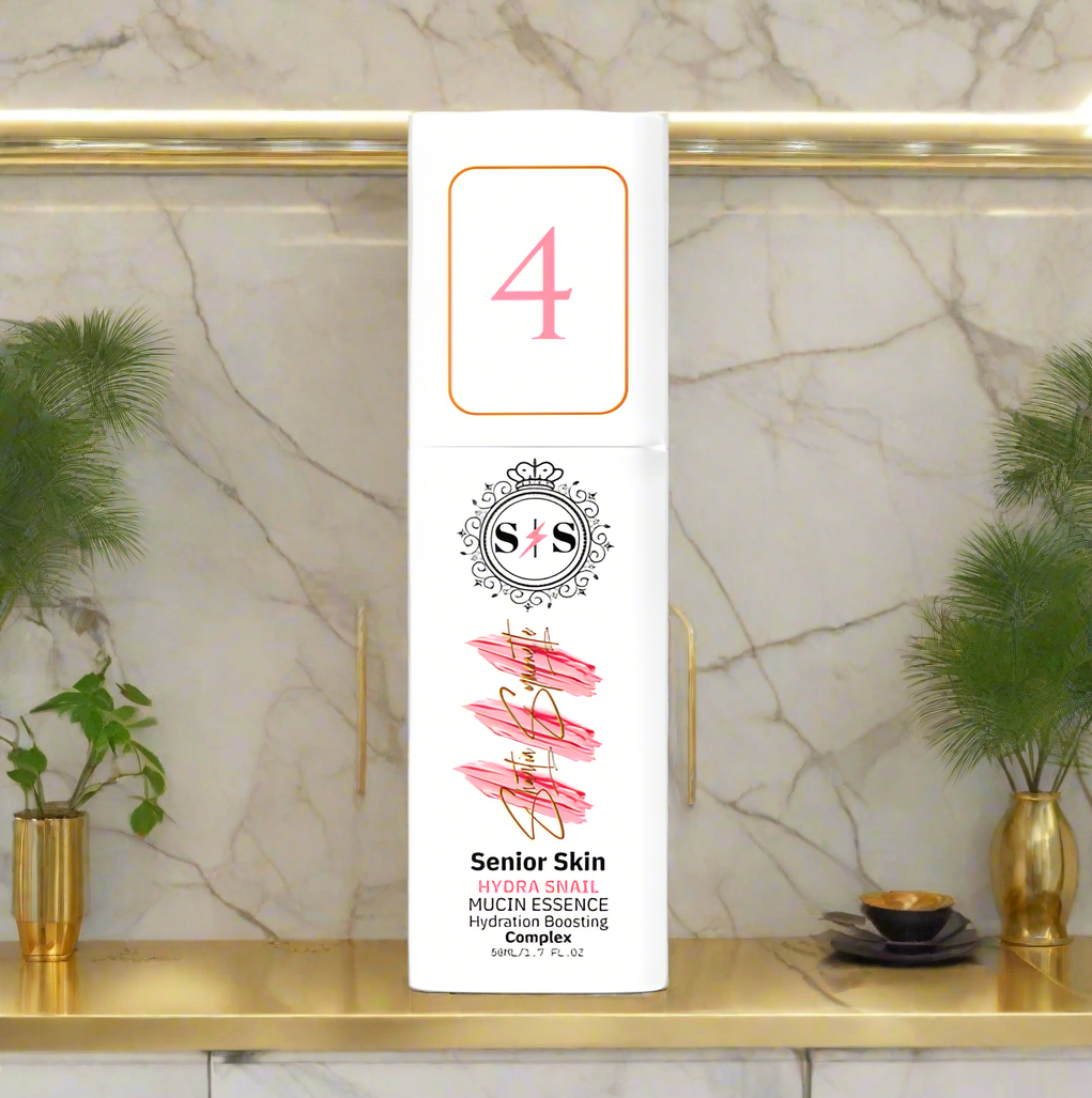 Skincare product packaging with 'Senior Skin' 