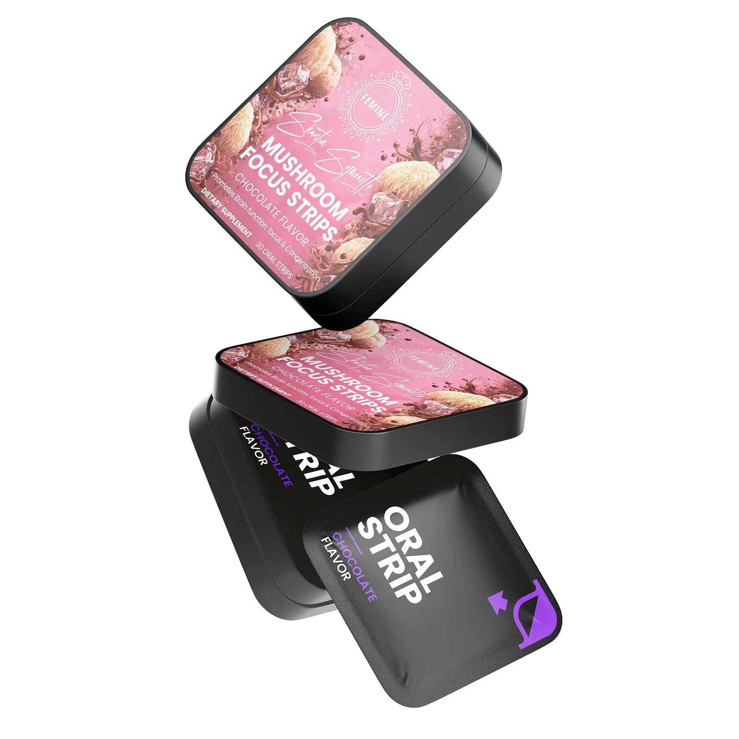 Fast dissolve mushroom focus oral strips for cognitive support and mental clarity wellness supplement