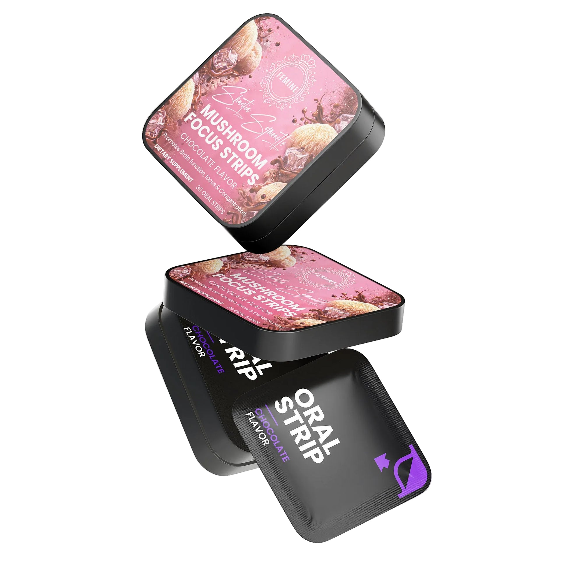 Fast dissolve mushroom focus oral strips for cognitive support and mental clarity wellness supplement