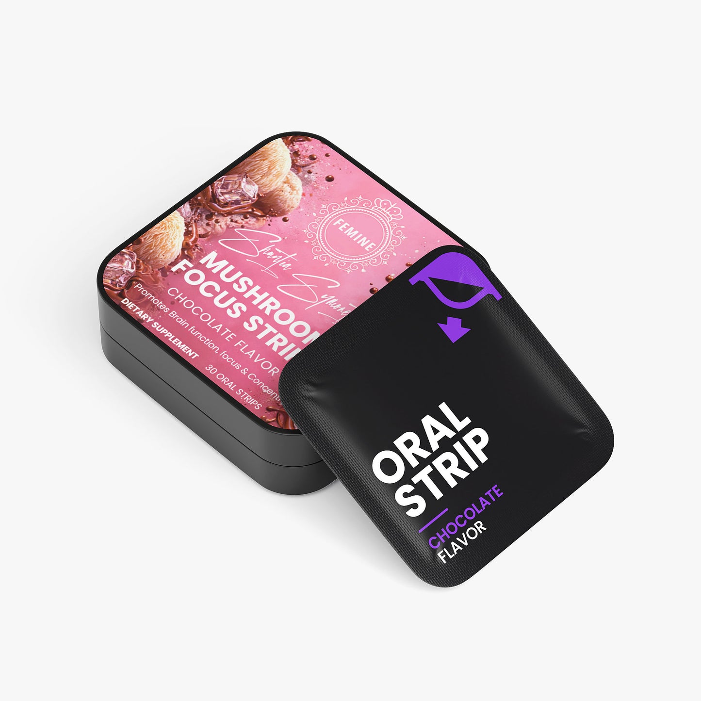 Fast dissolve mushroom focus oral strips for cognitive support and mental clarity wellness supplement