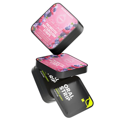 Fast dissolve probiotic metabolism oral strips for gut health and digestive support wellness supplement