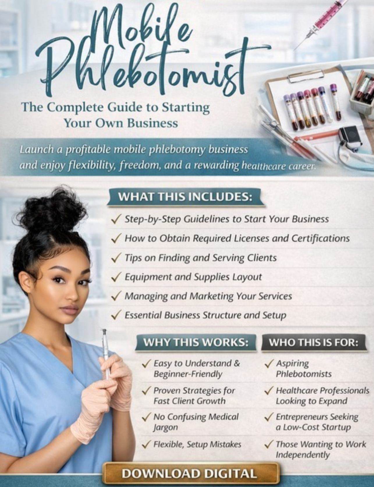 Mobile Phlebotomist 3 Day Course Blueprint | Digital Download | Mobile Phlebotomy Planning & Organization Resource - Shuntia Symonette