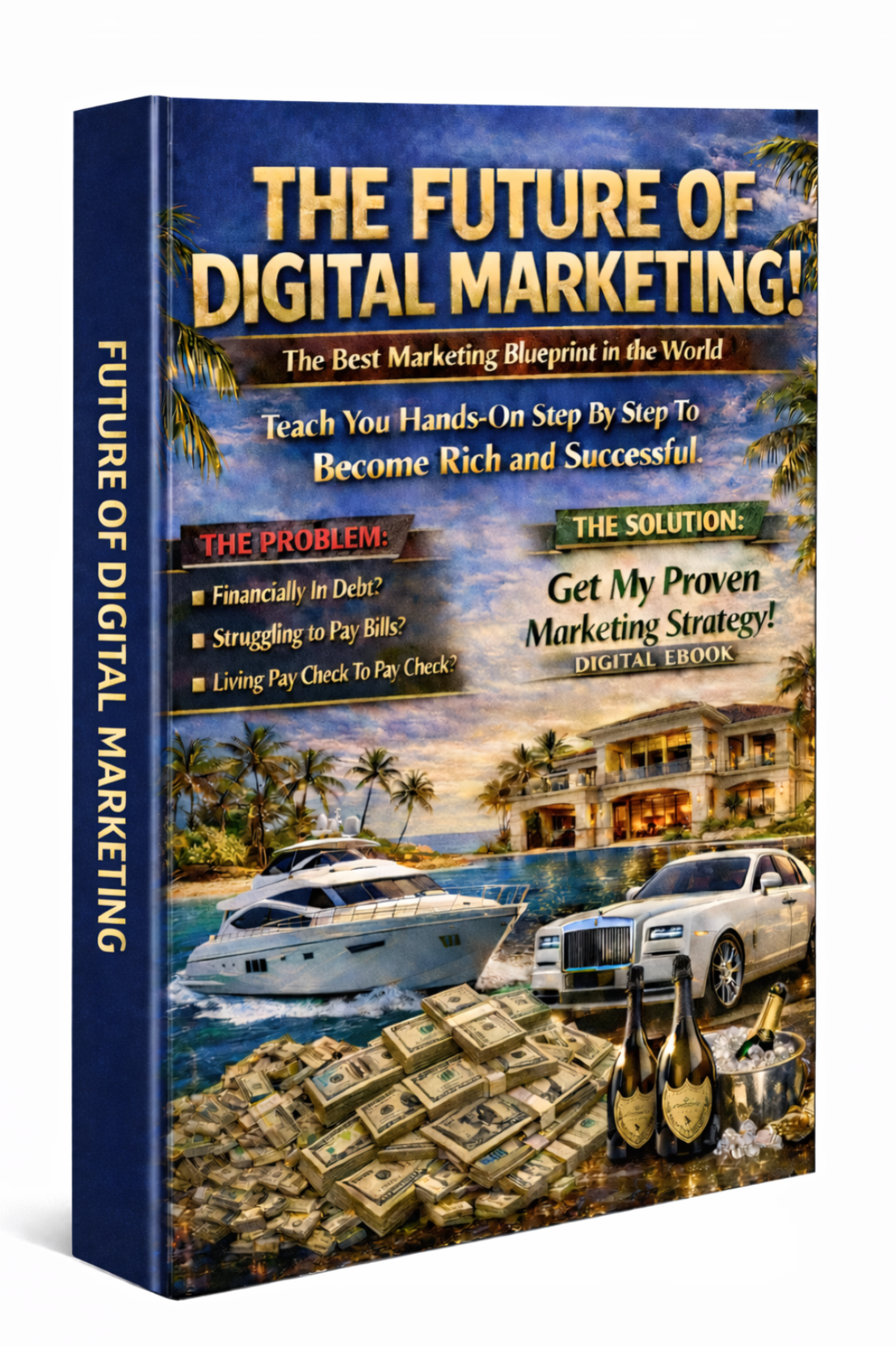 Book titled 'The Future of Digital Marketing' with a luxurious lifestyle scene on the cover. Download Ebook Course School Education Buy on Google Amazon Etsy Tik Tok Shop Instagram Facebook Social Media Ai  Shein Temu Walmart Ebay Fenty Sephora Skims Nike Addidas Youtube Twitch Money Trending Viral Shopify Pinetrest Shopping Book By Shuntia Symonette