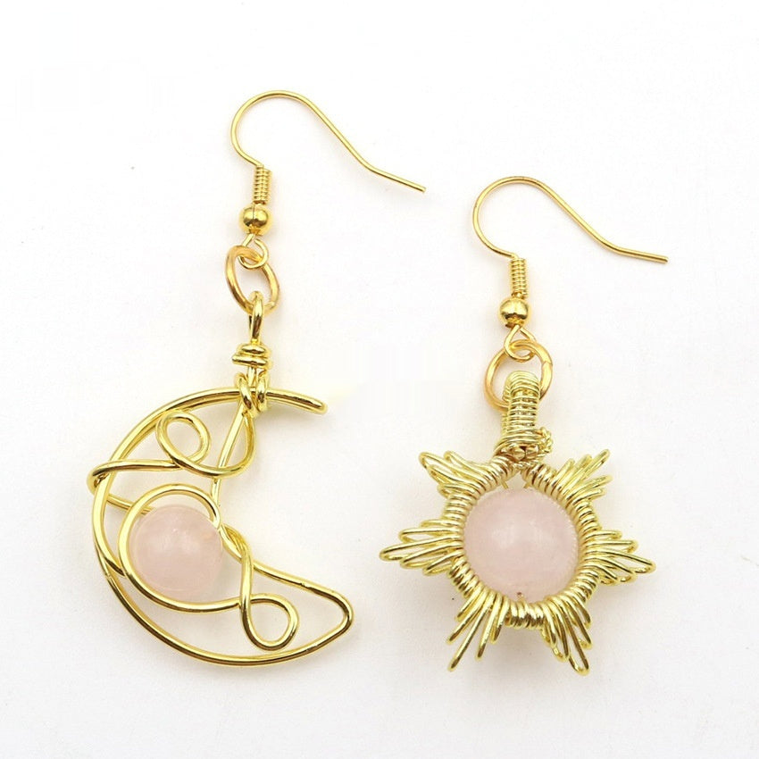 Asymmetric Sun Moon Earrings - Shuntia Symonette