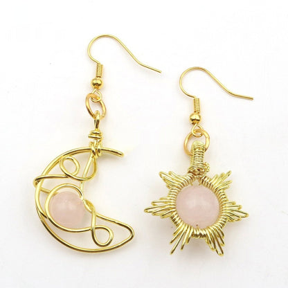 Asymmetric Sun Moon Earrings - Shuntia Symonette
