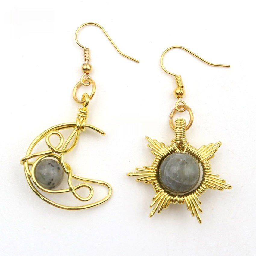 Asymmetric Sun Moon Earrings - Shuntia Symonette