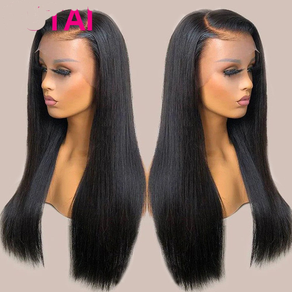 Cashmere Jasmine Human Hair Lace Wig Set Straight Hair Black Medium Length - Shuntia Symonette
