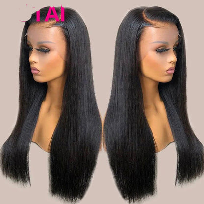 Cashmere Jasmine Human Hair Lace Wig Set Straight Hair Black Medium Length - Shuntia Symonette