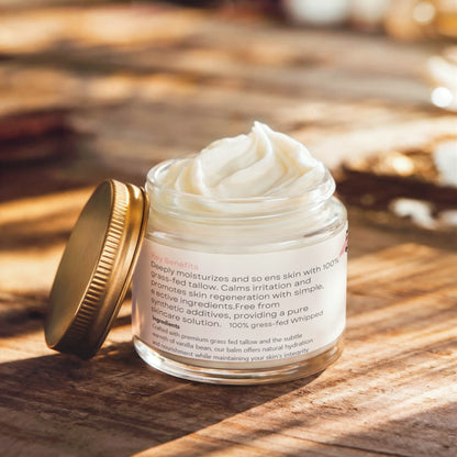 Whipped Tallow Balm with Vanilla Bean for deep skin hydration