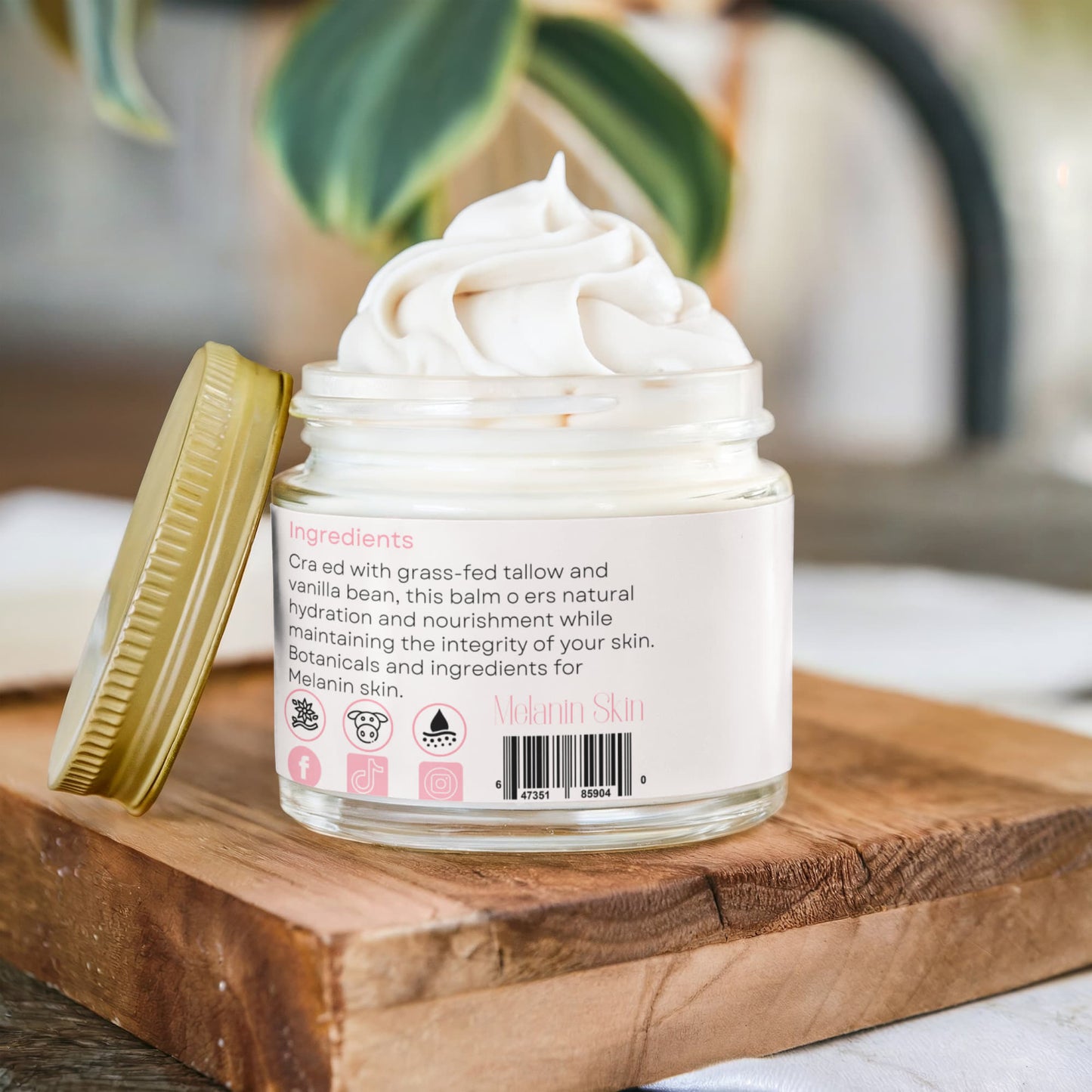 Whipped Tallow Balm with Vanilla Bean for deep skin hydration