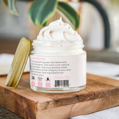 Whipped Tallow Balm with Vanilla Bean for deep skin hydration