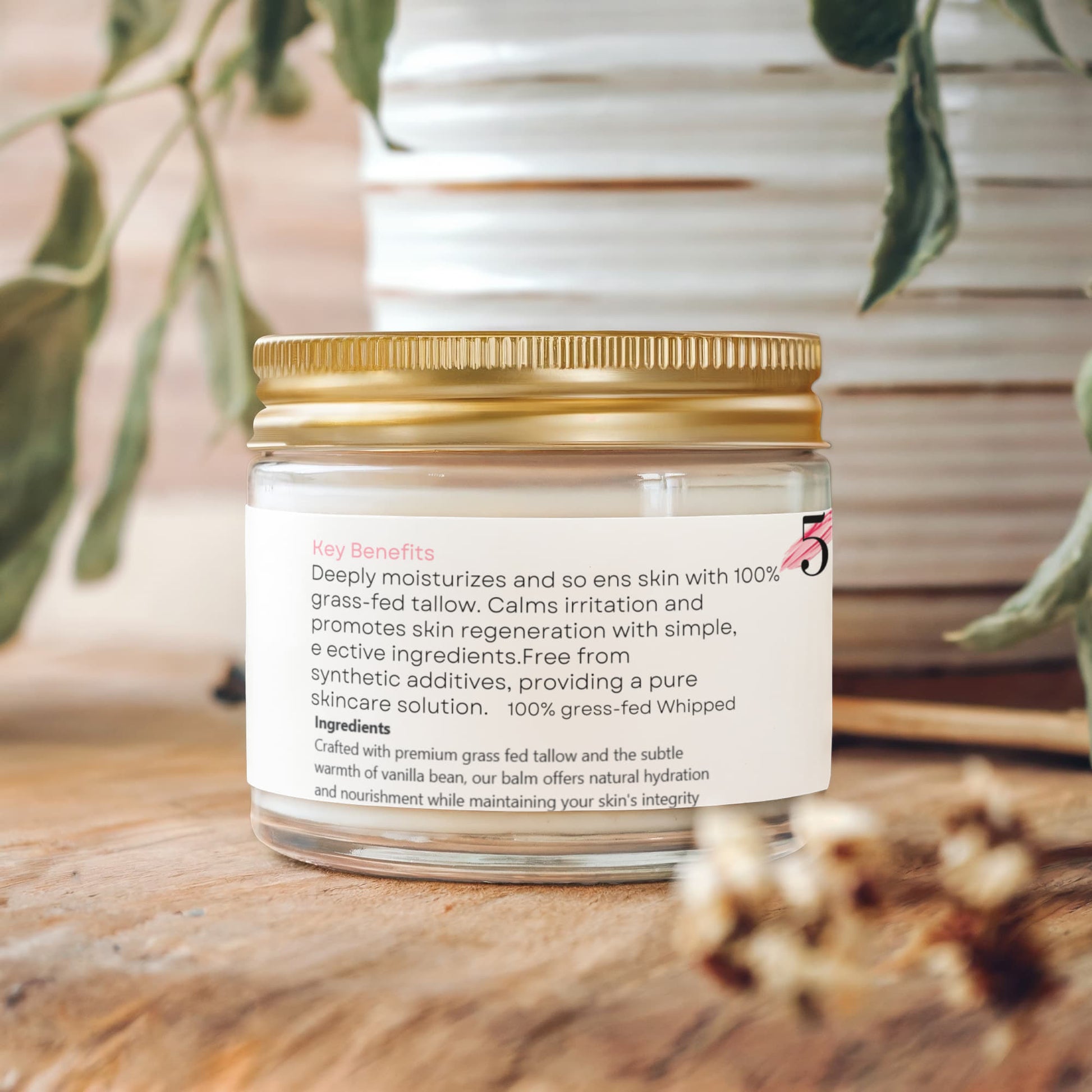 Whipped Tallow Balm with Vanilla Bean for deep skin hydration