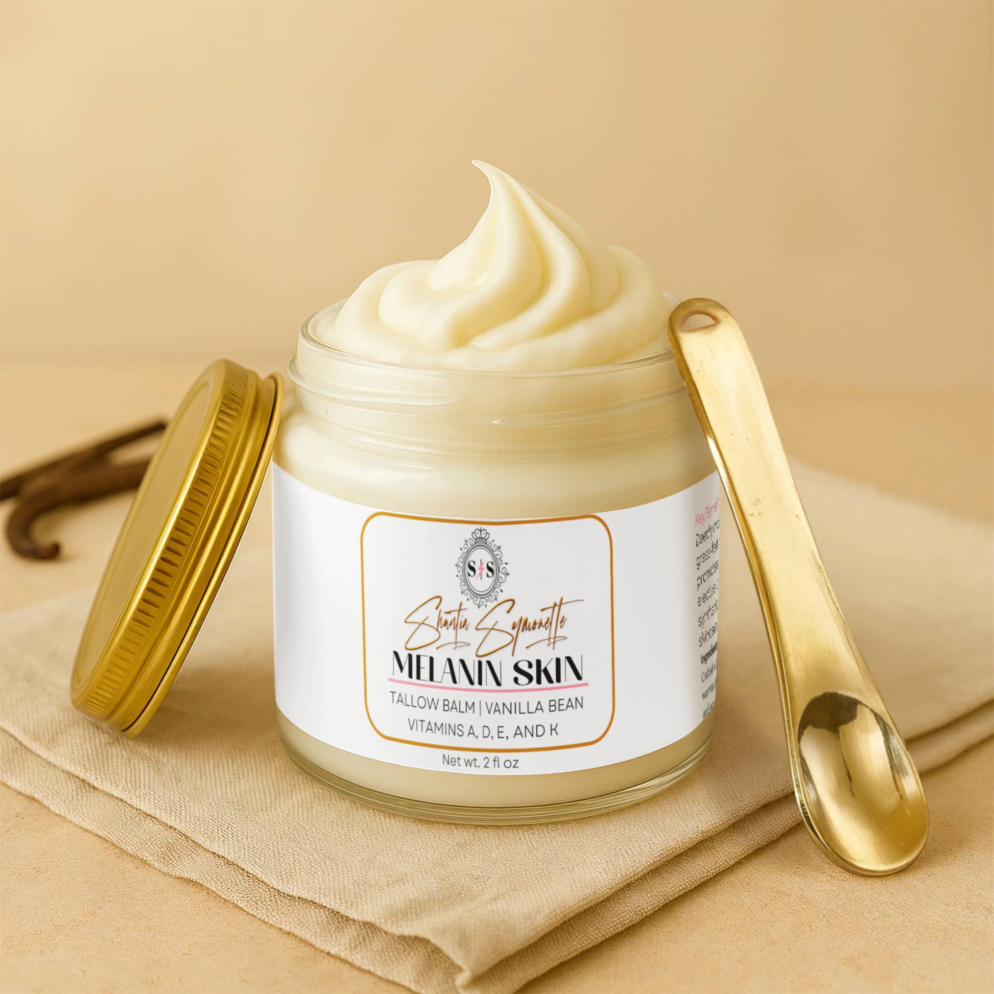 Whipped Tallow Balm with Vanilla Bean for deep skin hydration