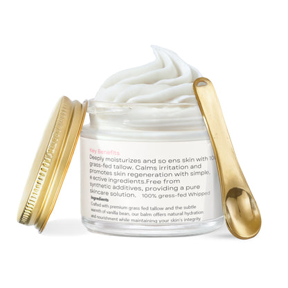 Whipped Tallow Balm with Vanilla Bean for deep skin hydration