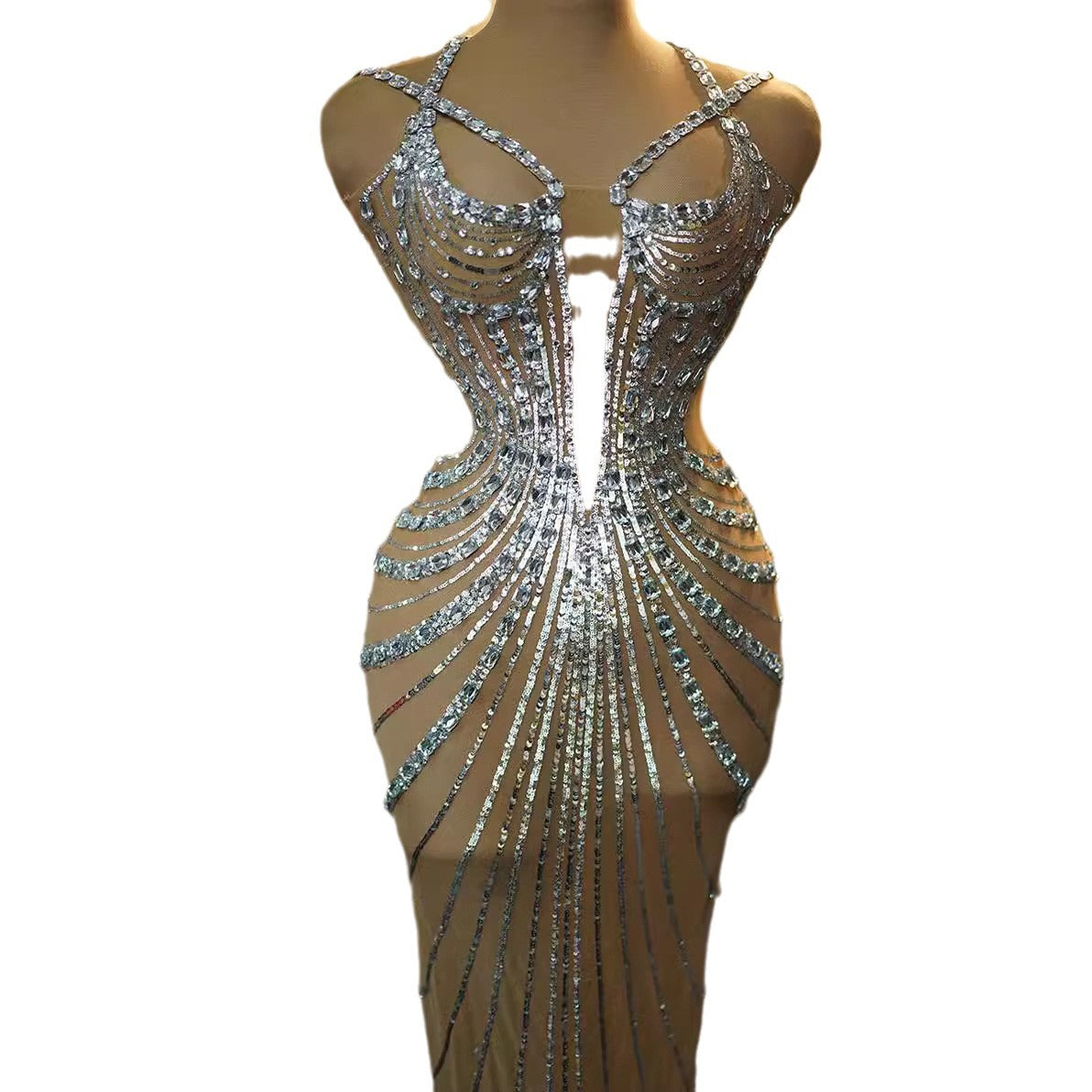Prom El Ray Rhinestone Feather Dress - Shuntia Symonette