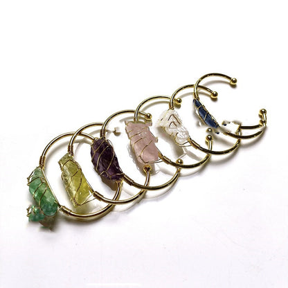 Explosive Natural Crystal Rough Stone Gold Winding Unshaped Bracelet Jewelry Crystal Bracelet - Shuntia Symonette