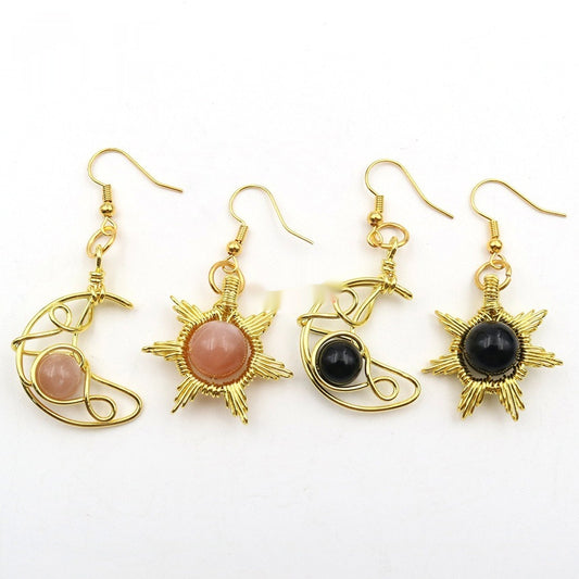 Asymmetric Sun Moon Earrings - Shuntia Symonette