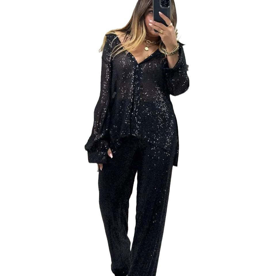 Luxe Sequin Trousers Suit - Shuntia Symonette